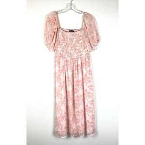 Tommy Hilfiger Women's Nantucket Blossom Maxi Dress Size 8 Pink Milkmaid Smocked